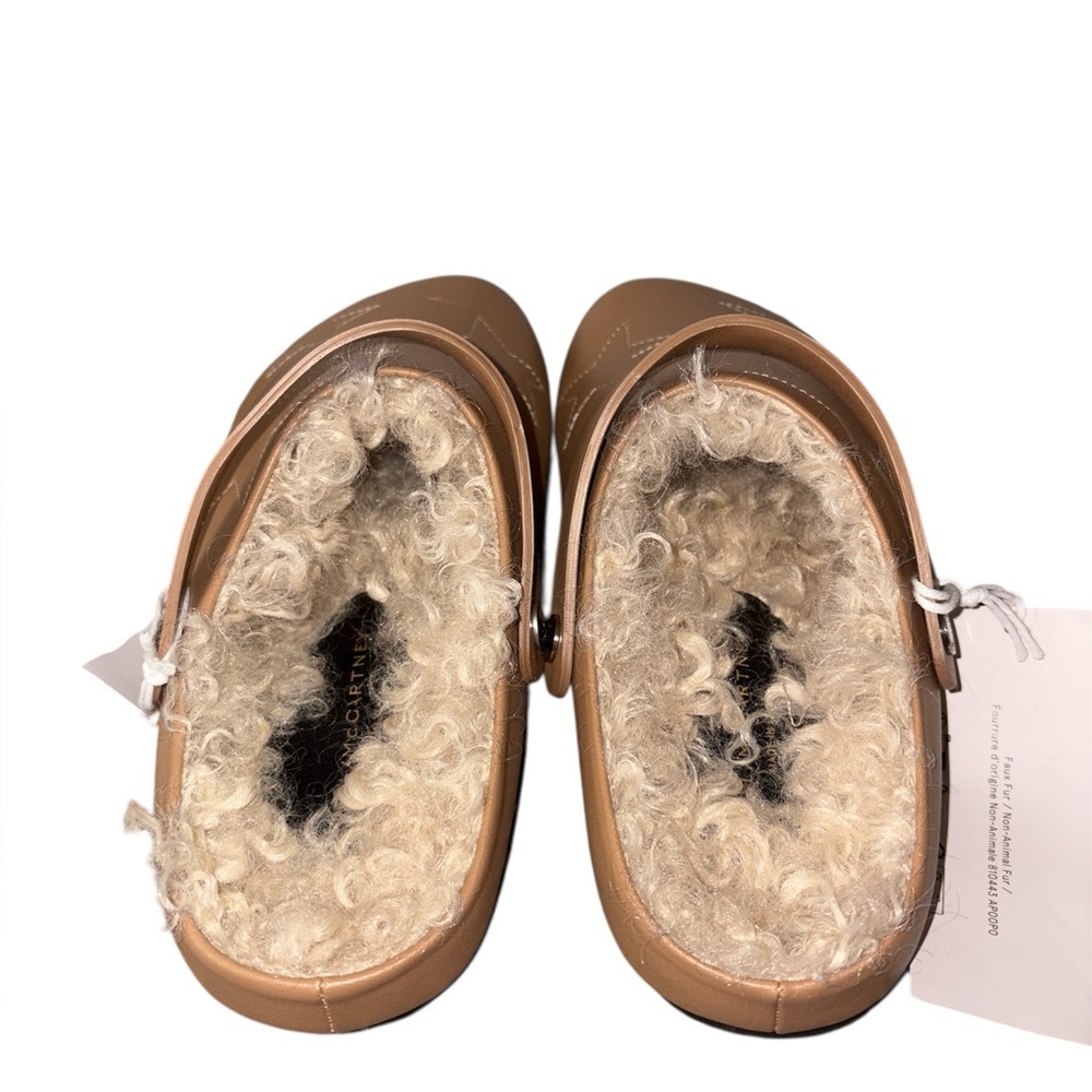 Stella McCartney Star Embroidered Clogs Slingback Sherpa Lining Tan Size 36 NWT - Picture 2 of 12
